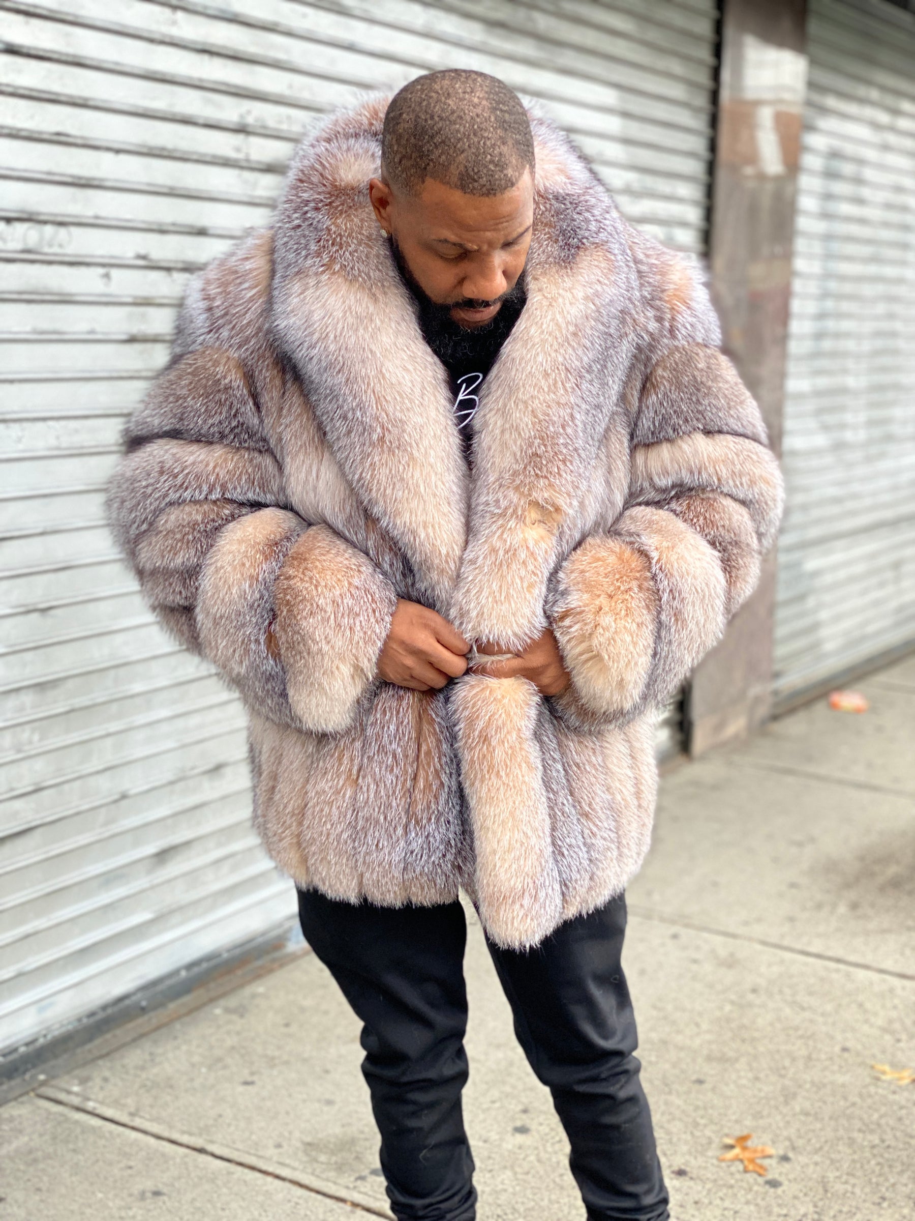 Men's Crystal Fox Fur Stroller Coat – LeatherKloset