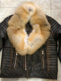 Men's Jay Biker Jacket Copper With Full Red Fox Collar