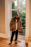 Men's Andre Shearling Biker With Fox [Gray]