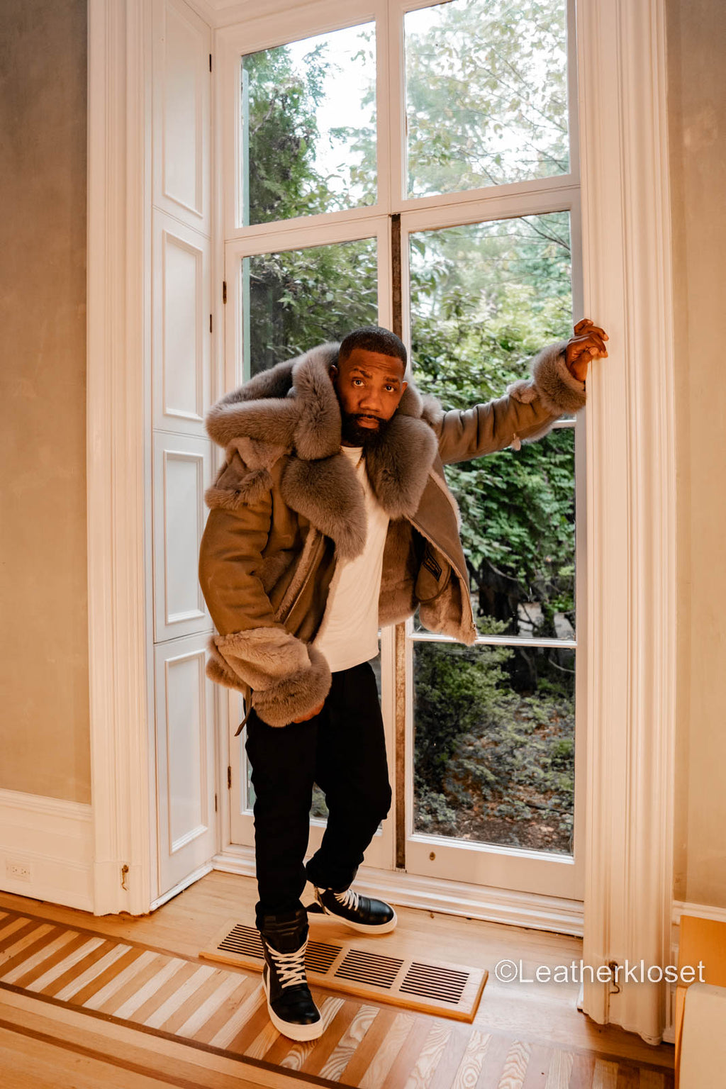 Men's Andre Shearling Biker With Fox [Gray]