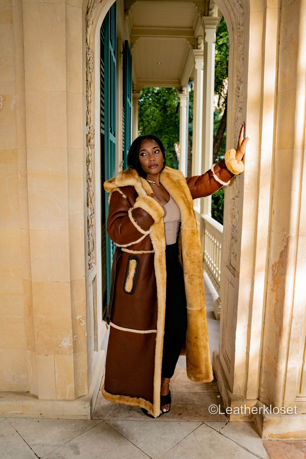 Women's Hazel Full Length Real Sheepskin Trench Coat – LeatherKloset