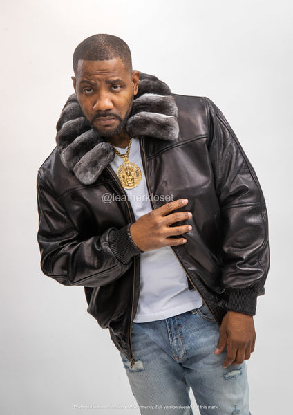 Men's Classic Baseball Jacket With Chinchilla Collar – LeatherKloset
