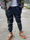 Men's Leather Sweatpants [Black]