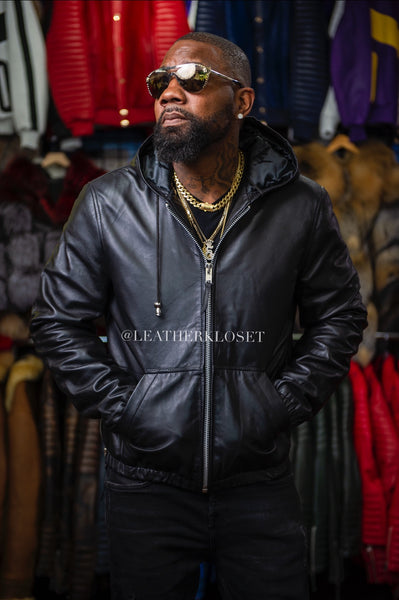 Men's Leather Hoodie [Black] – LeatherKloset