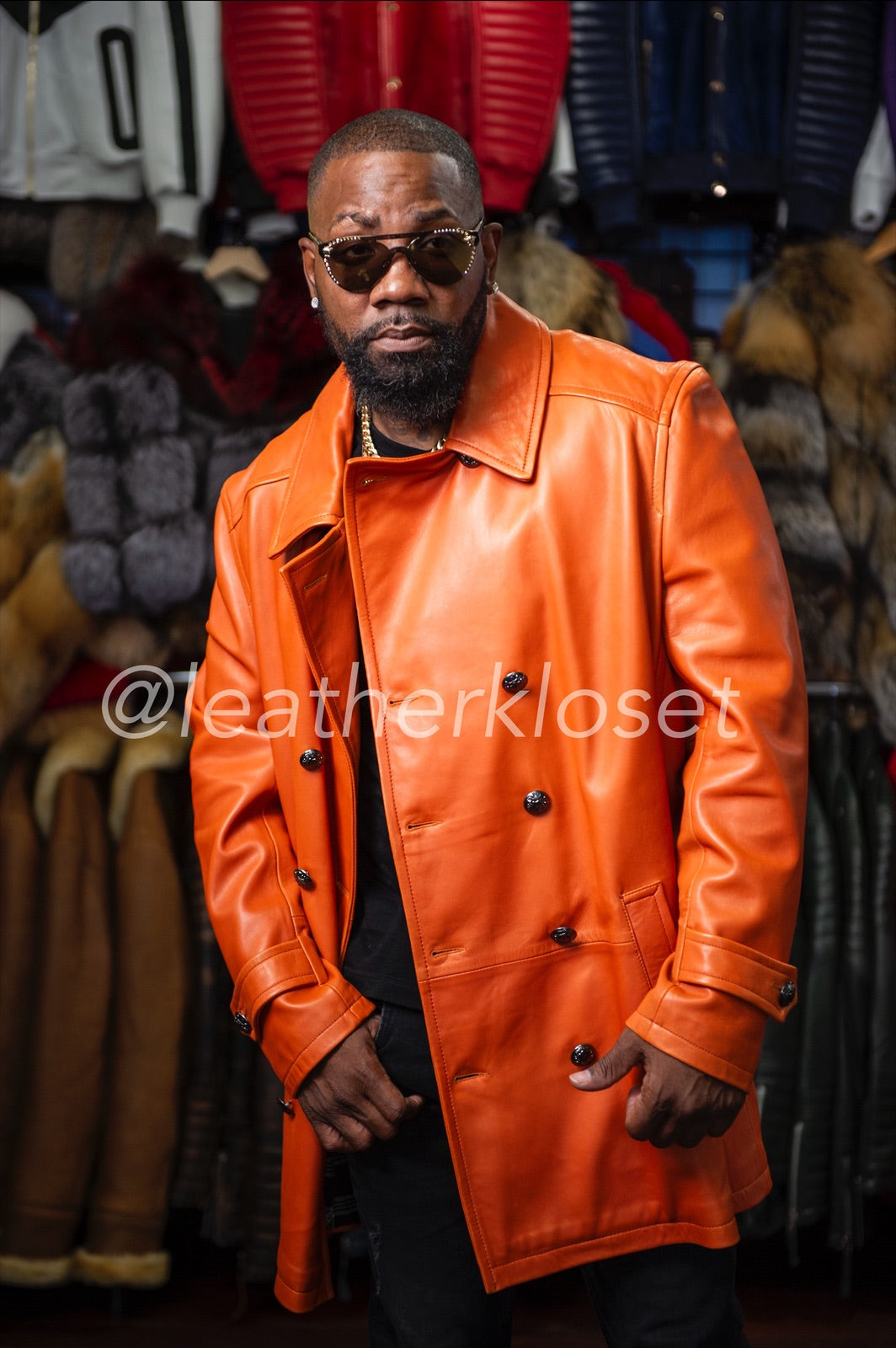 ジャケット・アウター NUTEMPEROR PU LEATHER COAT Men's Lambskin Leather Pea Coat [Orange] – LeatherKloset