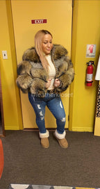 Women's Raccoon & Sweater Fur Bomber