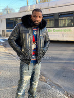 Men's Roddy Bomber Jacket With Black Fox Hood