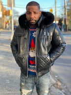 Men's Roddy Bomber Jacket With Black Fox Hood