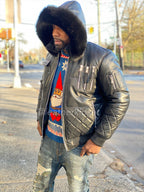 Men's Roddy Bomber Jacket With Black Fox Hood