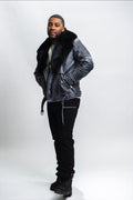 Men's Trey Biker Leather Full Fox Fur Collar [Space Gray]