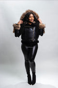 Women's Angela Real Sheepskin Biker Jacket With Fox