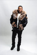 Men's Andre Shearling Biker With Fox [Black/Crystal]