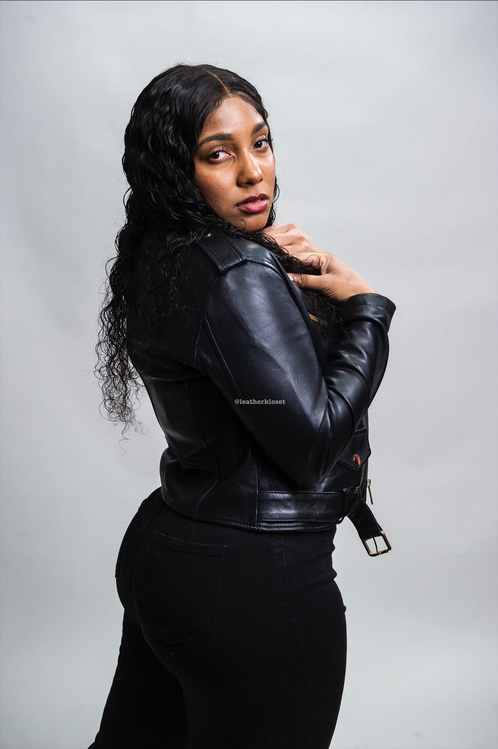 Women's Classic Biker Black [Gold Harware]