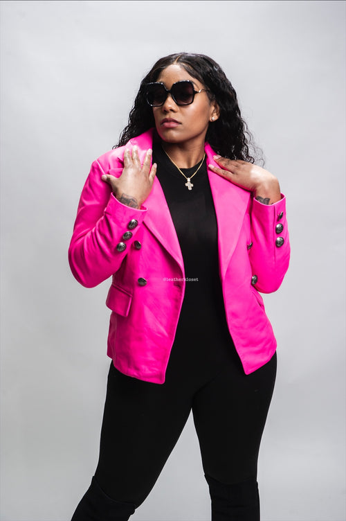 Women's Martina Leather Blazer [Pink]
