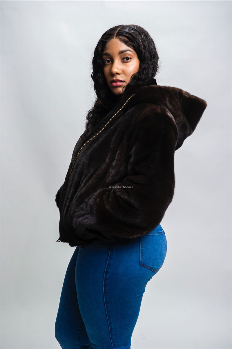 Women's Michelle Full Skin Mink Bomber Jacket