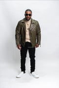 Men's Jay Biker Jacket Olive Green