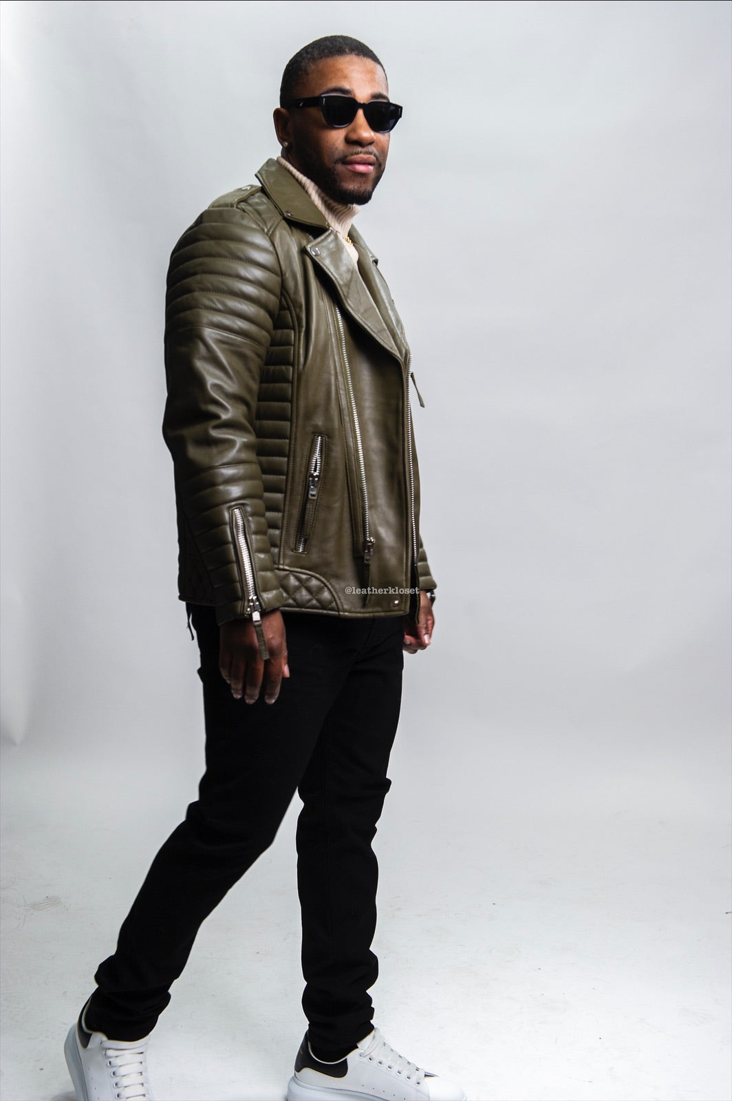 Men's Jay Biker Jacket Olive Green