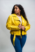 Women's Trey Leather Biker [Yellow]
