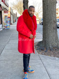 Men's Cashmere Trench Coat With Fox Collar [Red]