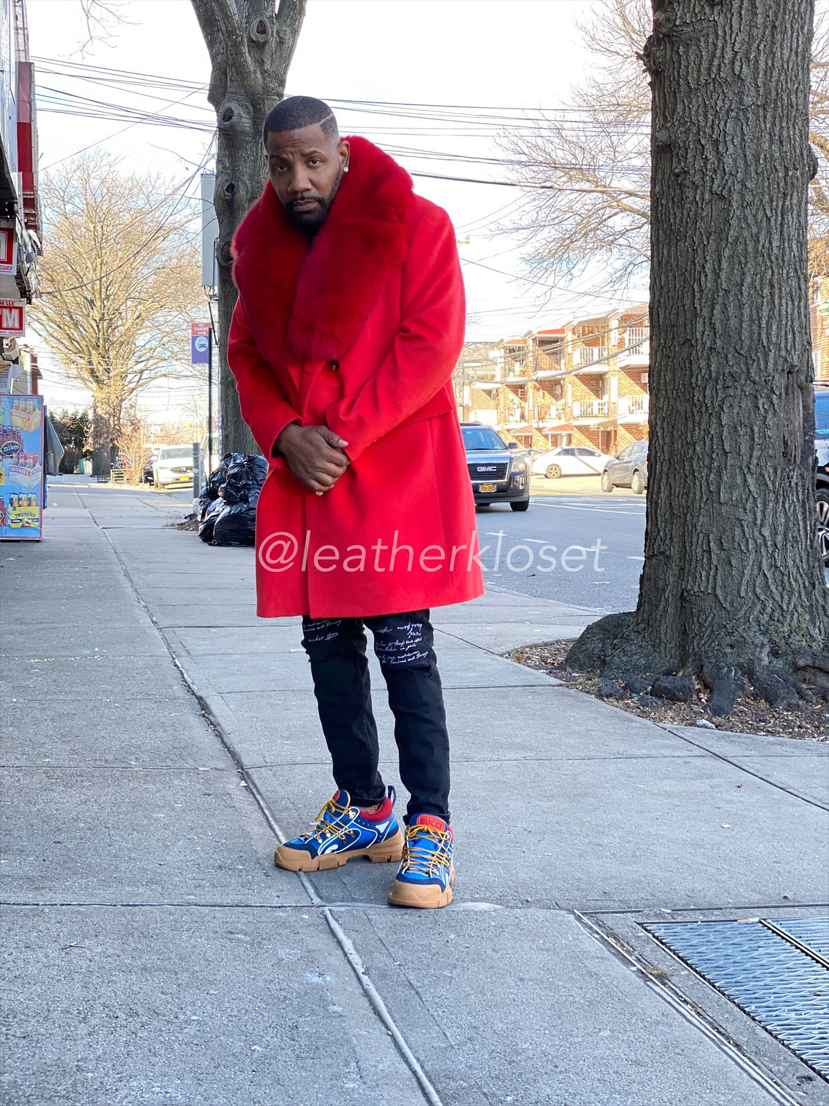 Men's Cashmere Trench Coat With Fox Collar [Red] – LeatherKloset