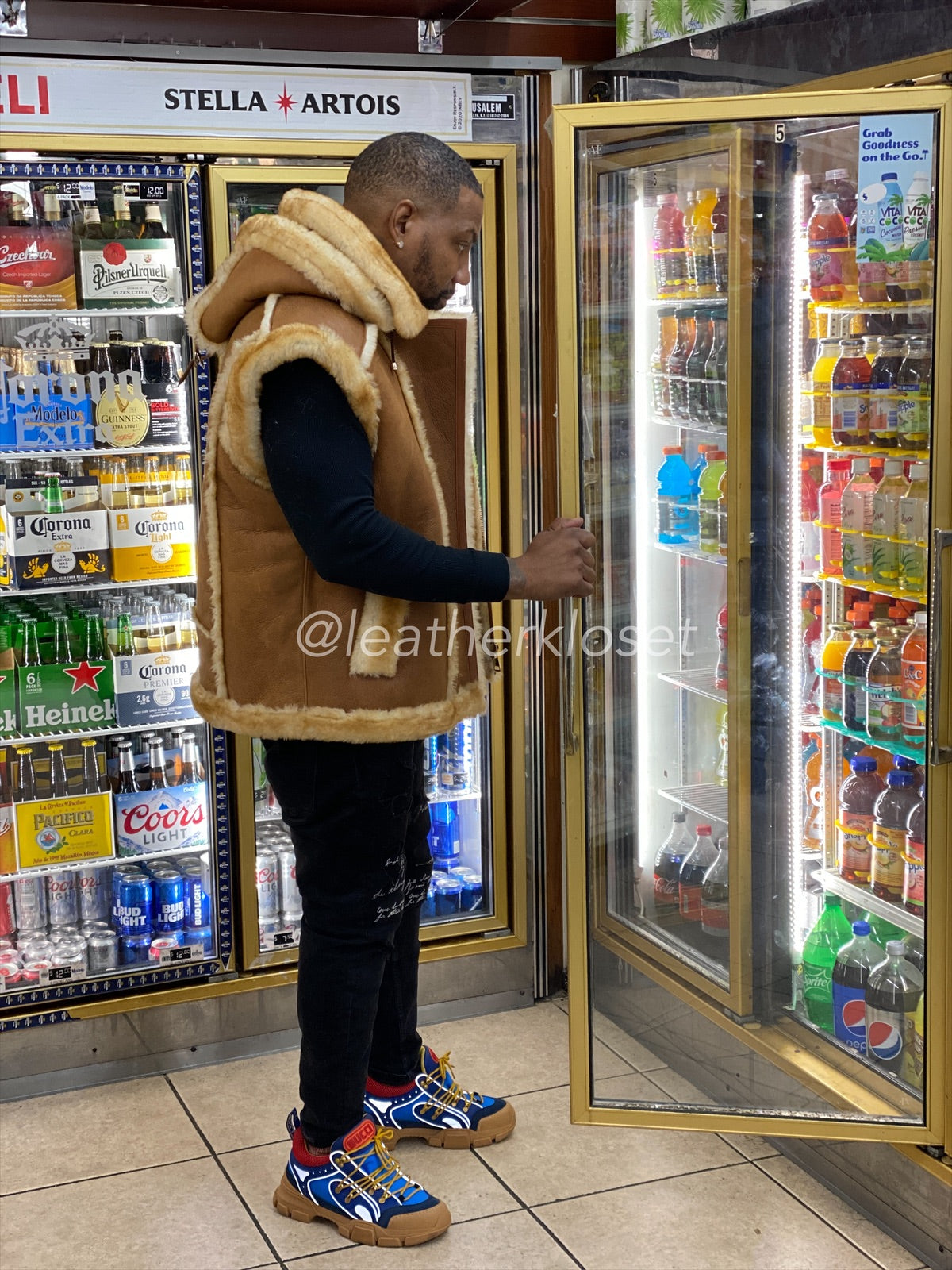 Men's Real Sheepskin Shearling Vest [Tan]