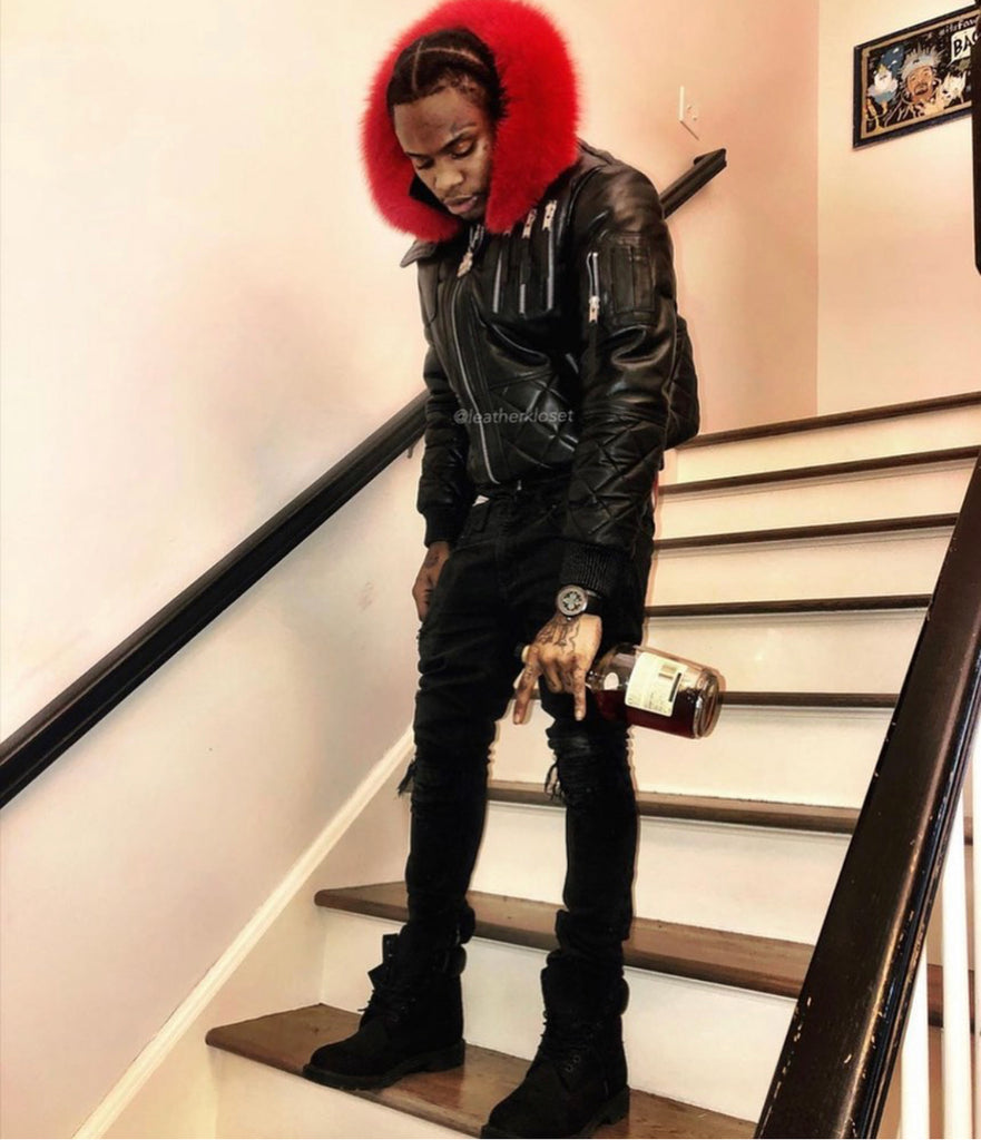 Men's Roddy Bomber Jacket With Red Fox Hood – LeatherKloset