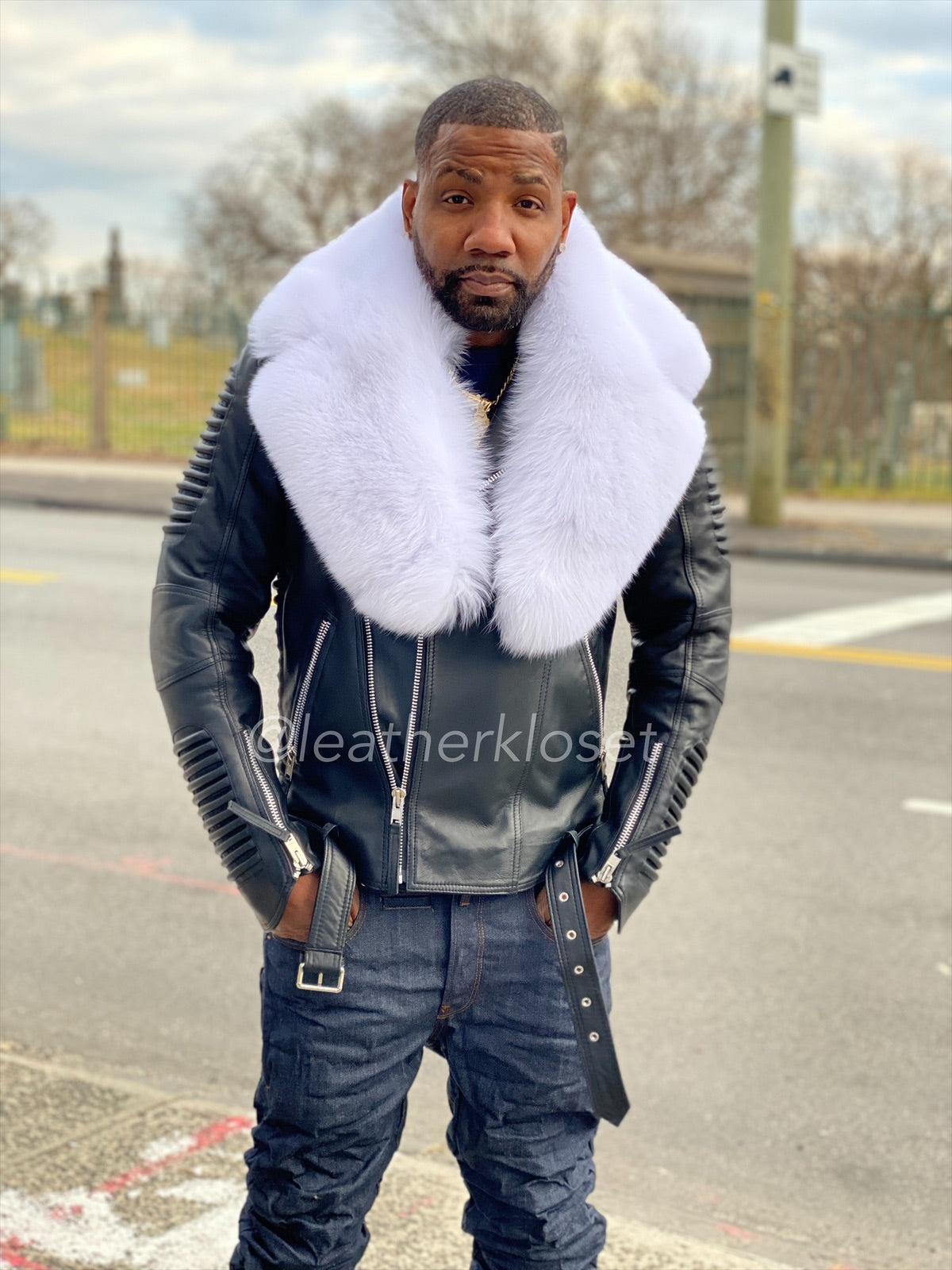 HOT Faux Leather Mens Fur Coat Leather Coat Fur Collar Men