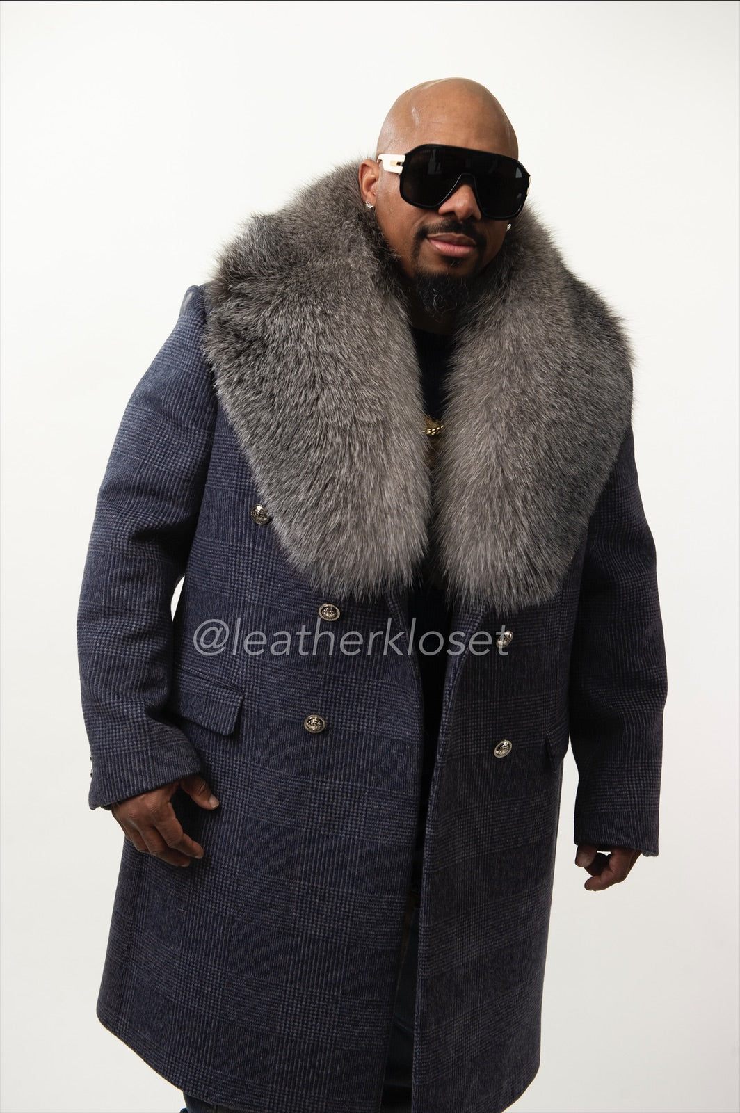 Men's Cashmere Trench Coat With Fox Collar [Gray] – LeatherKloset