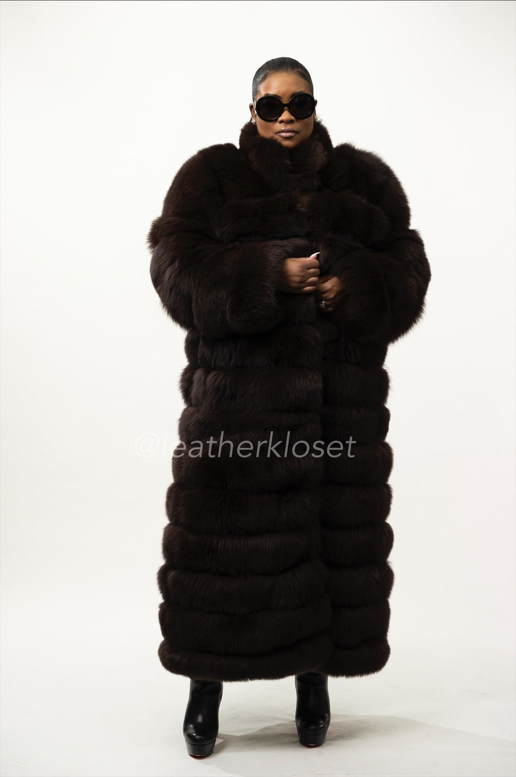 Women's Fox Long Trench Coat [Chocolate]