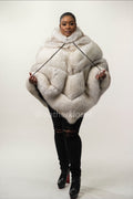 Women's Fox Fur Poncho [Natural White]