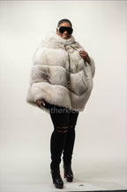 Women's Fox Fur Poncho [Natural White]