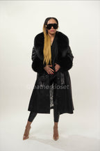 Women's Leather Trench With Full Fox Fur [Black]
