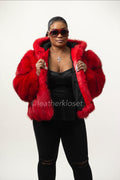 Women's Farah Fox Bomber Jacket With Hood [Red]