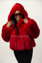 Women's Farah Fox Bomber Jacket With Hood [Red]