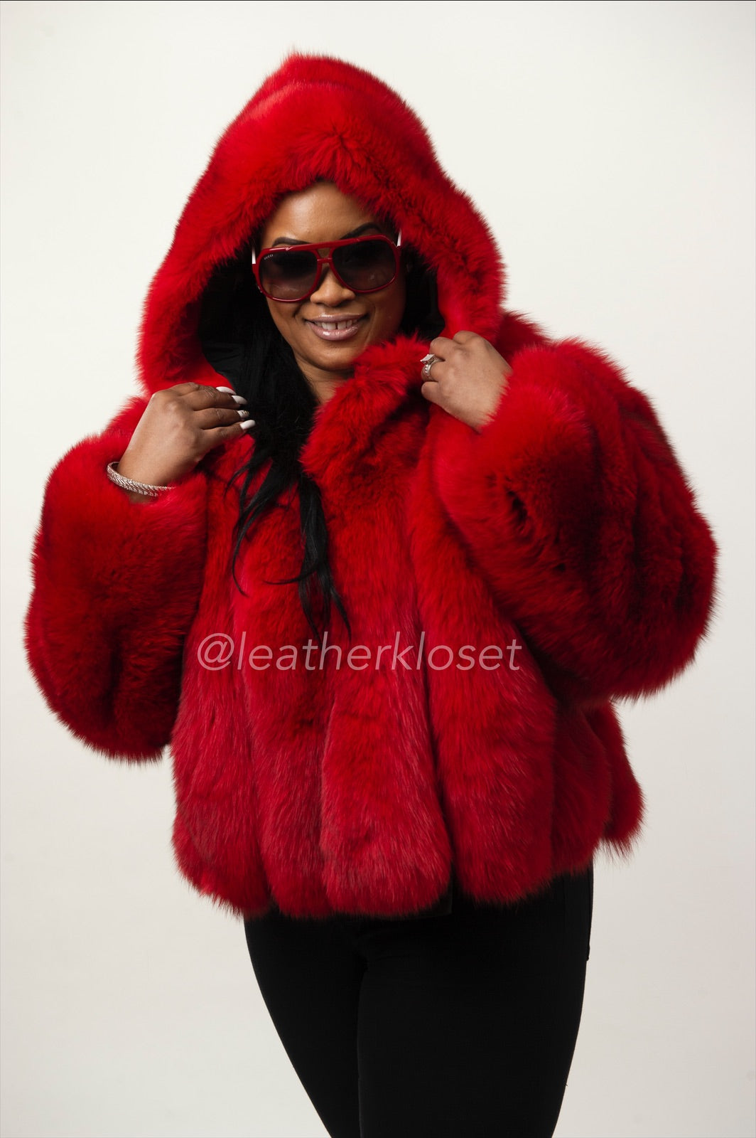 Women's Farah Fox Bomber Jacket With Hood [Red]