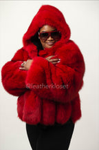 Women's Farah Fox Bomber Jacket With Hood [Red]