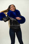 Women's Jay Biker Full Fox Fur [Royal Blue Fox]