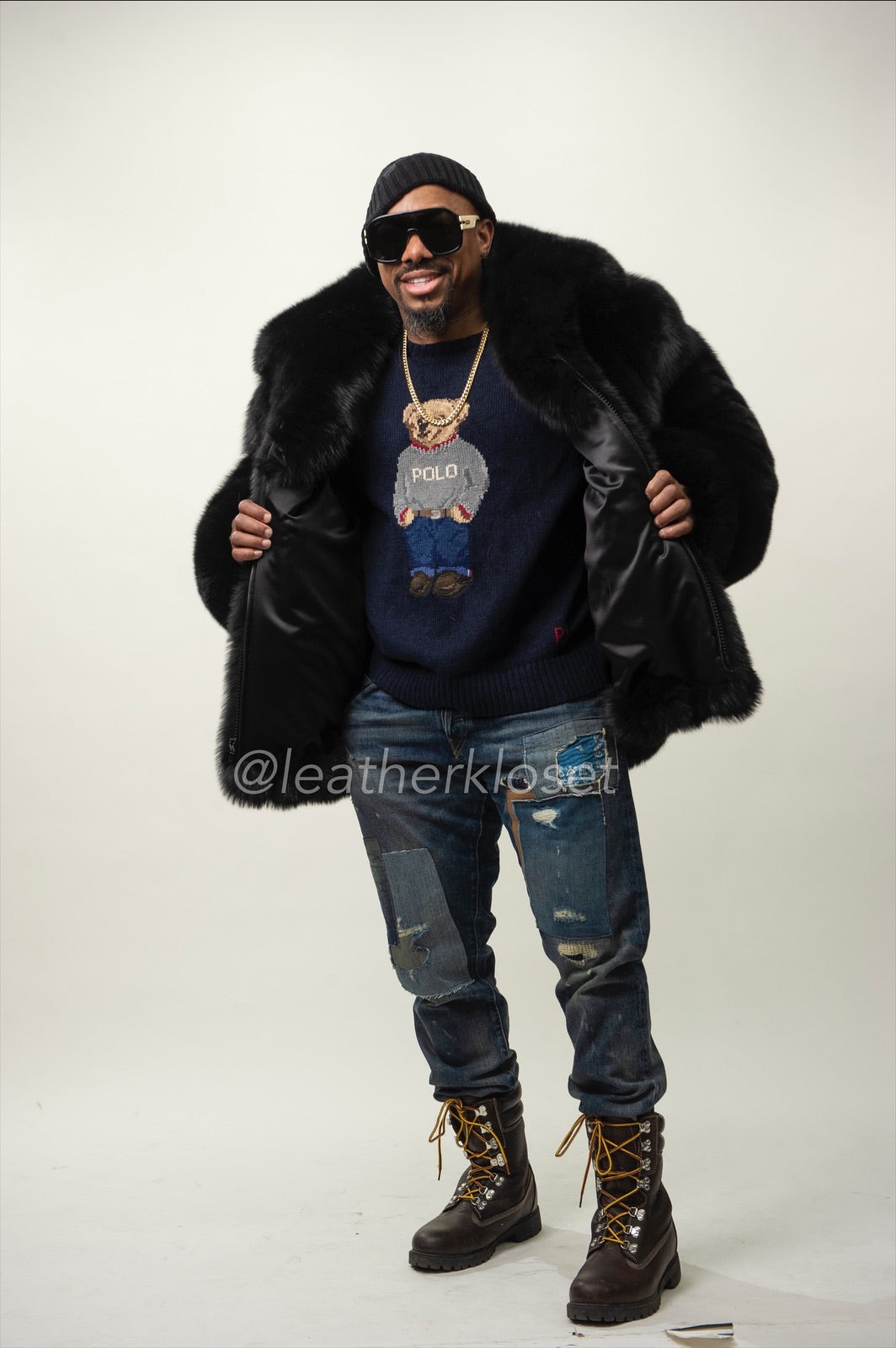 Men's Black Fox Fur Bomber Jacket – LeatherKloset