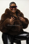 Women's Ava Fox Bomber Jacket With Hood [Chocolate]