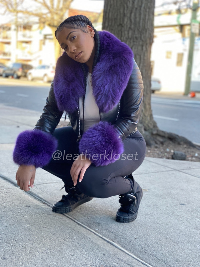 Women's Jay Biker Purple Full Fox Fur [Purple Fox]
