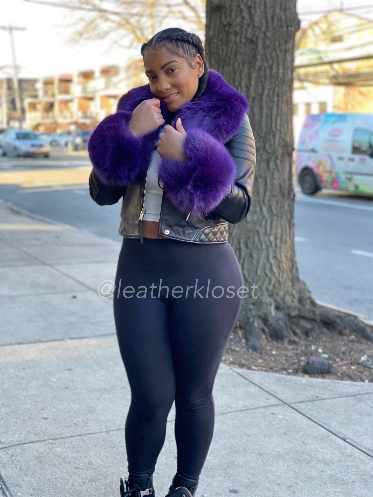 Women's Jay Biker Purple Full Fox Fur [Purple Fox]