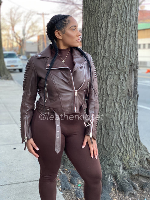 Women's Trey Biker Leather [Brown]