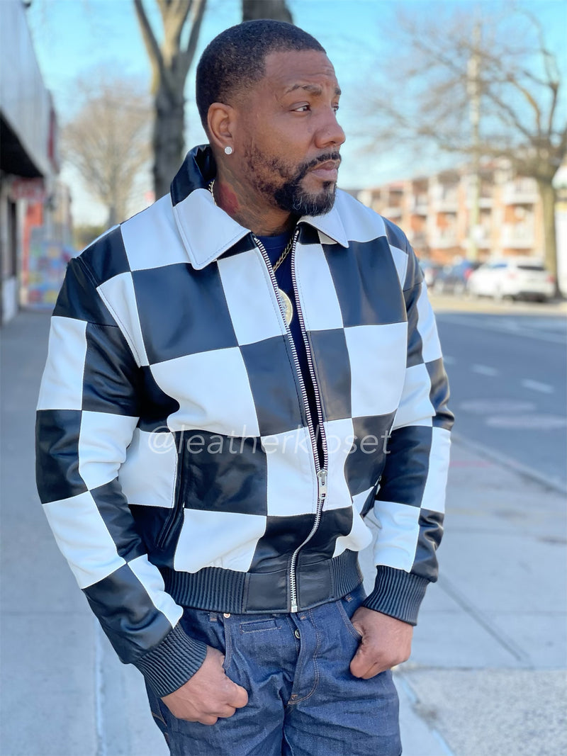 Men's Checkmate Jacket [Black/White] – LeatherKloset