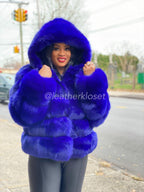 Women's Ava Fox Bomber Jacket With Hood [Royal]