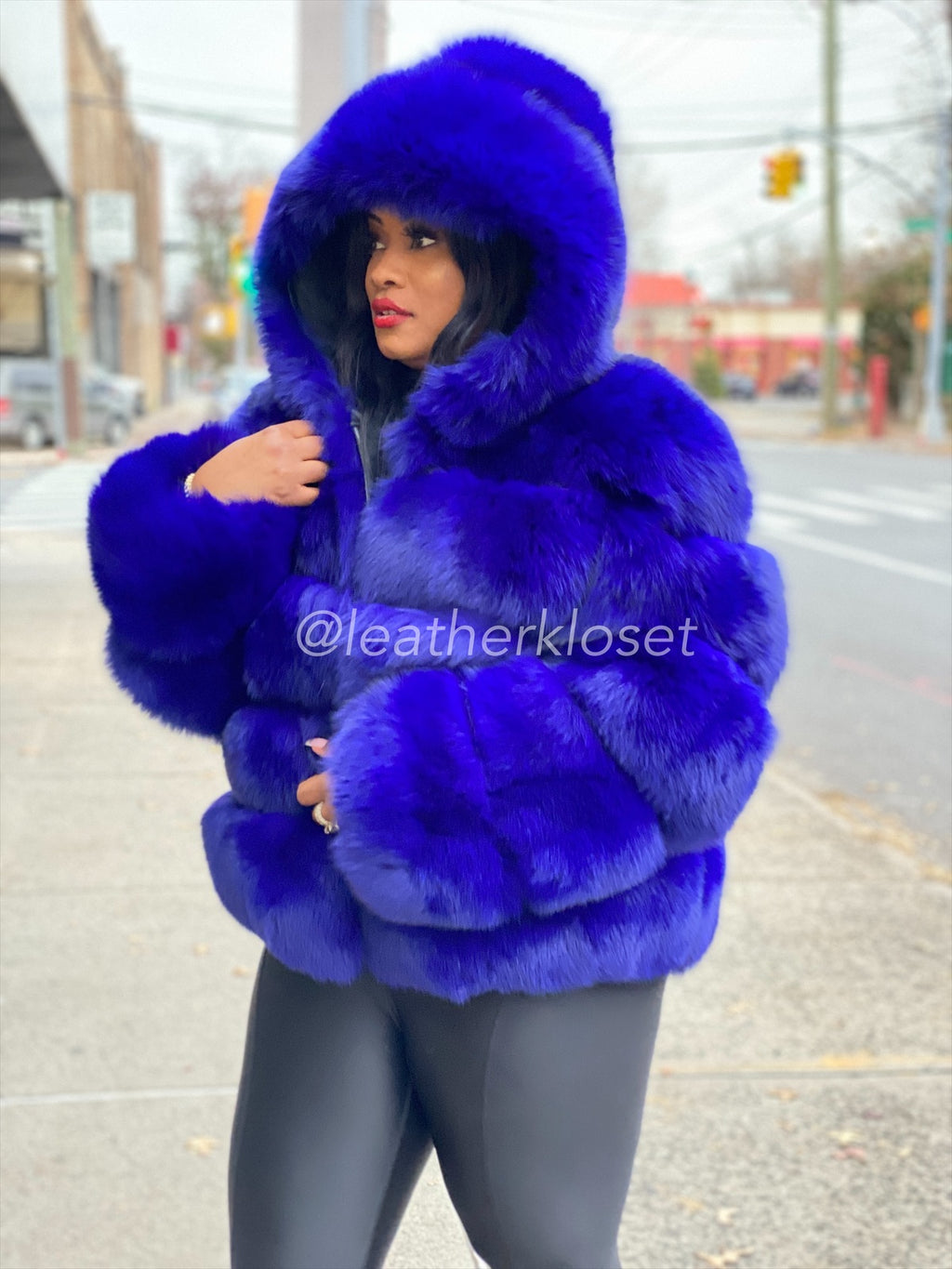 Women's Ava Fox Bomber Jacket With Hood [Royal]