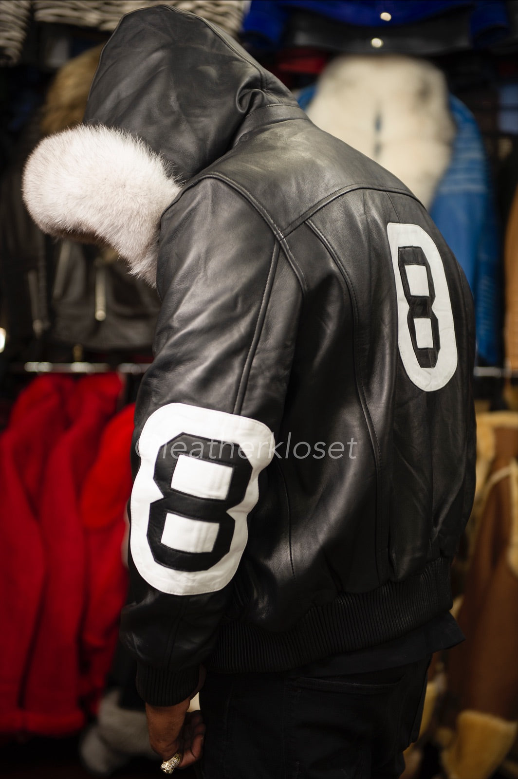 8 ball leather 2025 jacket with hood