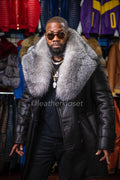 Men's Theo Sheepskin Shearling With Fox [Black with Silver Fur]