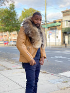 Men's Jay Biker With Raccoon Collar