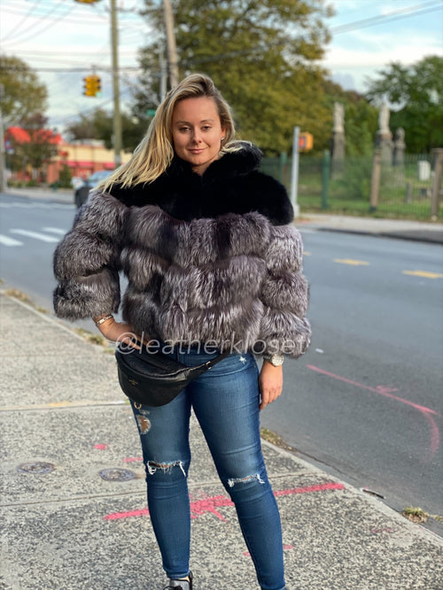 Women's Two Tone Fox Fur Bomber