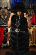 Women's Mia Fox Fur Vest With Hood
